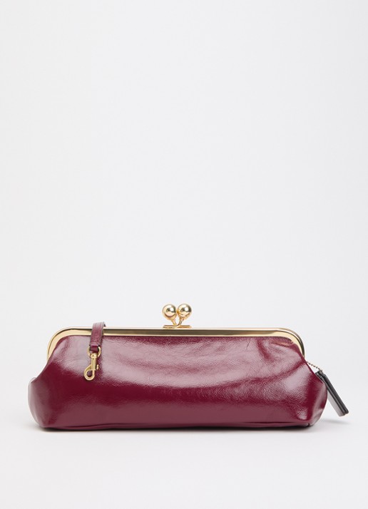 Coach Kisslock Frame 30 clutch van lakleer met afneembare schouderriem