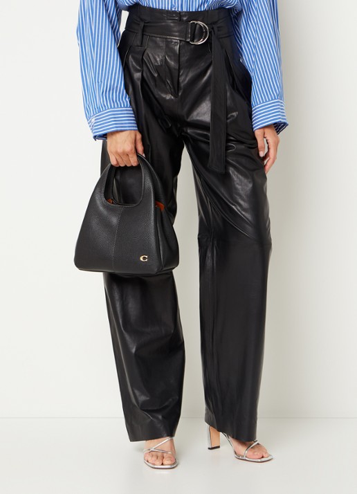 Coach Lana 23 handtas van leer met logo - voorkant 3 zwart