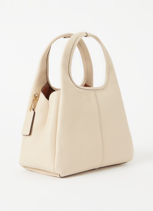 Coach Lana handtas van leer met logo - achterkant 6 creme