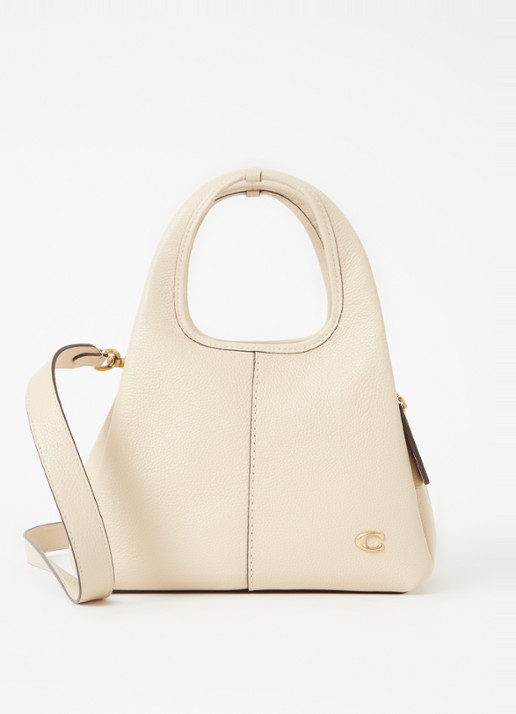 Coach Lana handtas van leer met logo - voorkant creme