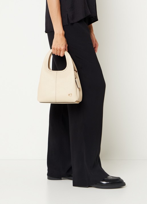Coach Lana handtas van leer met logo - voorkant 2 creme