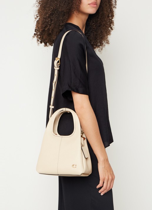 Coach Lana handtas van leer met logo - voorkant 3 creme