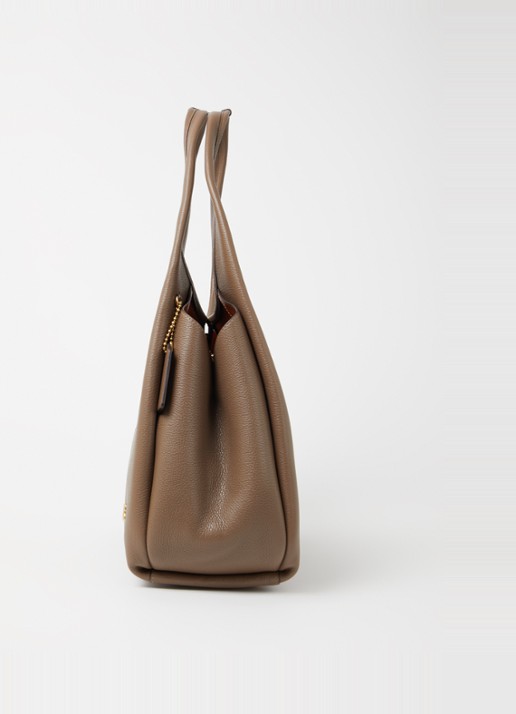 Coach Lana schoudertas van leer met logo - detail 5 lichtbruin