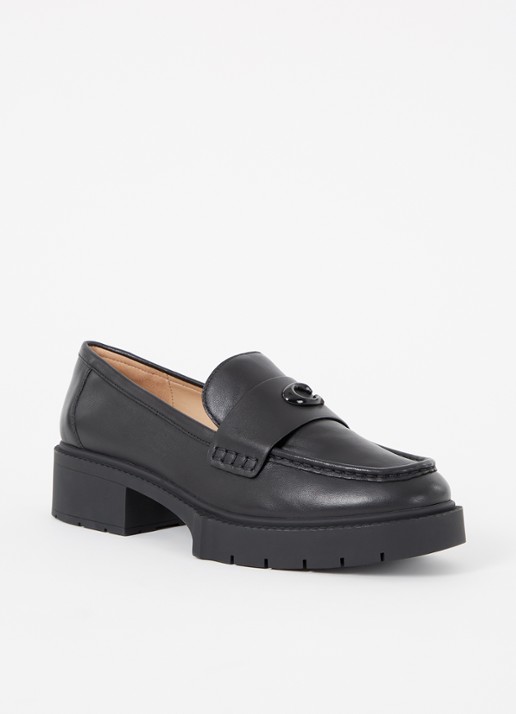 Coach Leah loafer van leer met logo