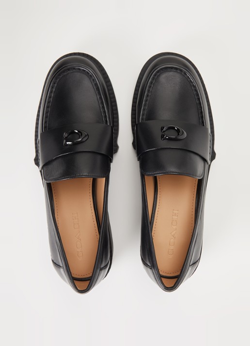 Coach Leah loafer van leer met logo - detail 3 zwart