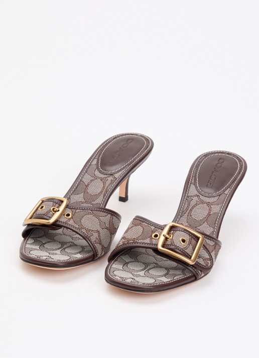 Coach Margot muiltje met logoprint en leren details - detail 3 bruin
