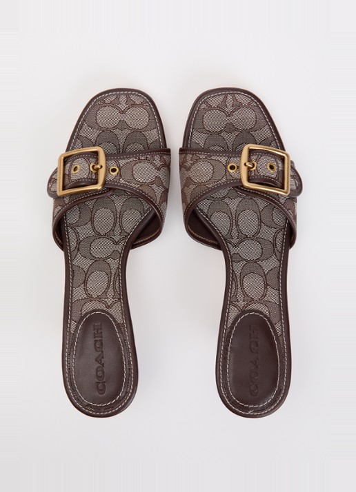 Coach Margot muiltje met logoprint en leren details - detail 4 bruin