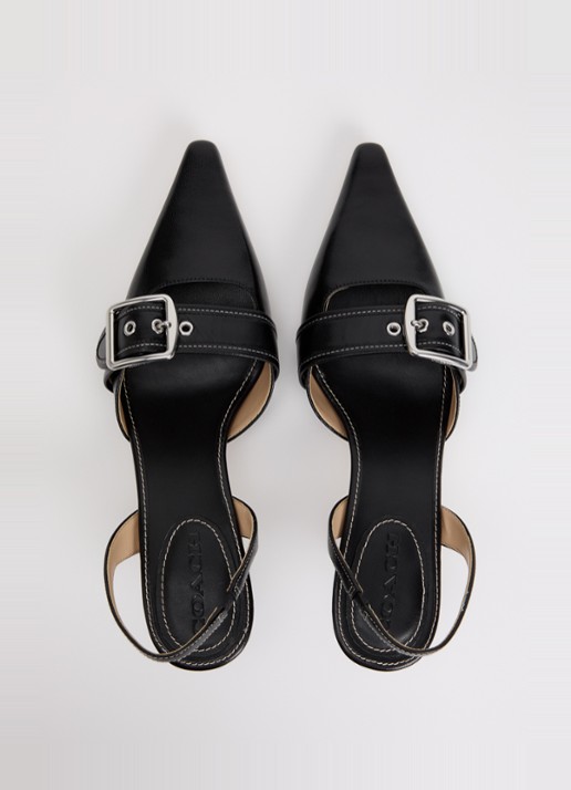 Coach Margot slingback van leer met gespdetail - detail 3 zwart