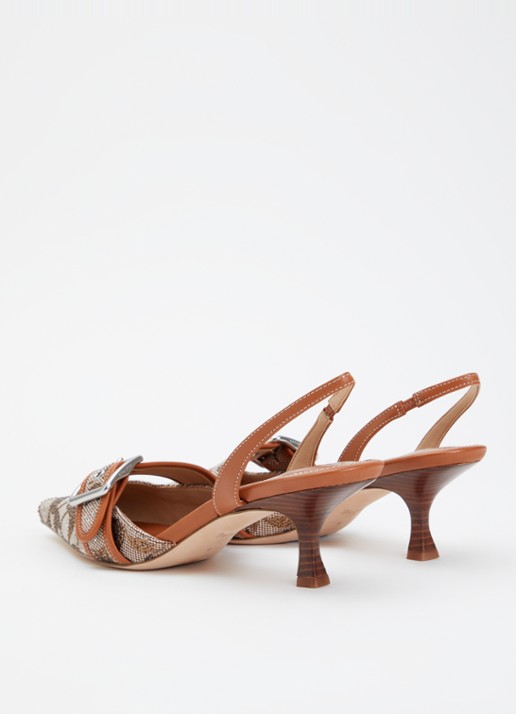 Coach Margot slingback van leer met jacquard dessin - achterkant 5 oranjebruin