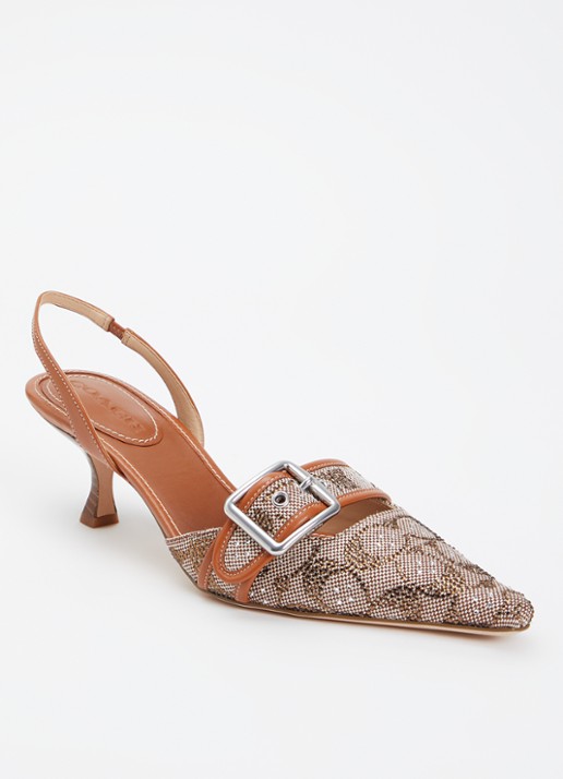 Coach Margot slingback van leer met jacquard dessin