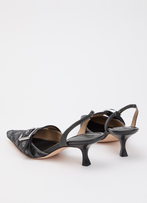 Coach Margot slingback van leer met logoprint en strass - achterkant zwart