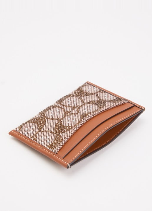 Coach Pasjeshouder van leer met strass - detail cognac
