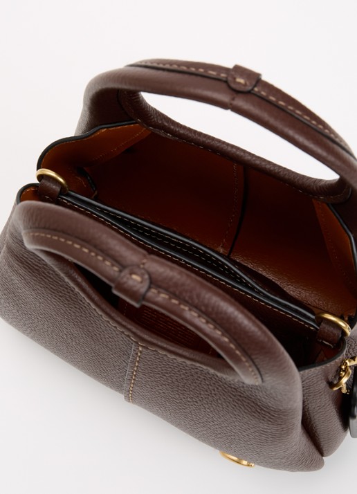 Coach Pebble handtas van leer met afneembare schouderriem - detail 5 donkerbruin