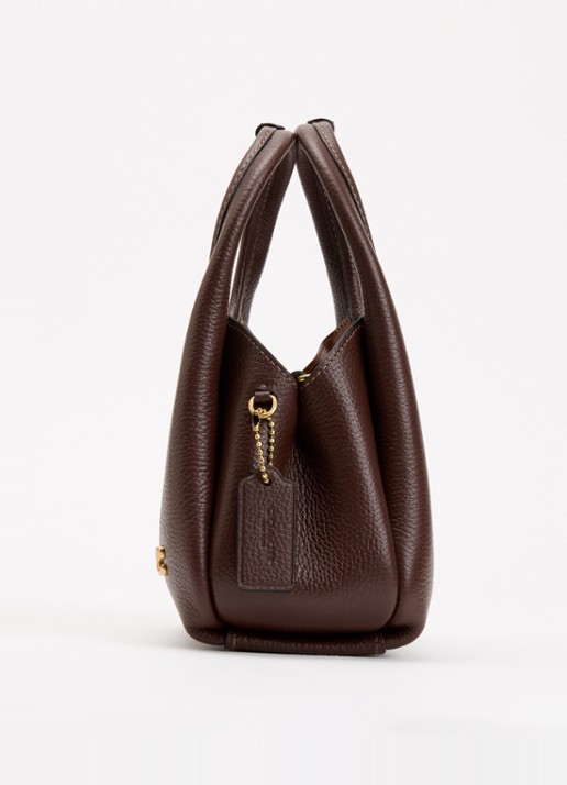 Coach Pebble handtas van leer met afneembare schouderriem - detail 6 donkerbruin