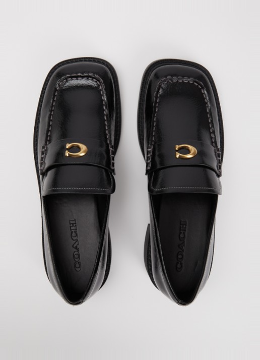 Coach Penny loafer van lakleer met structuur - detail 6 zwart
