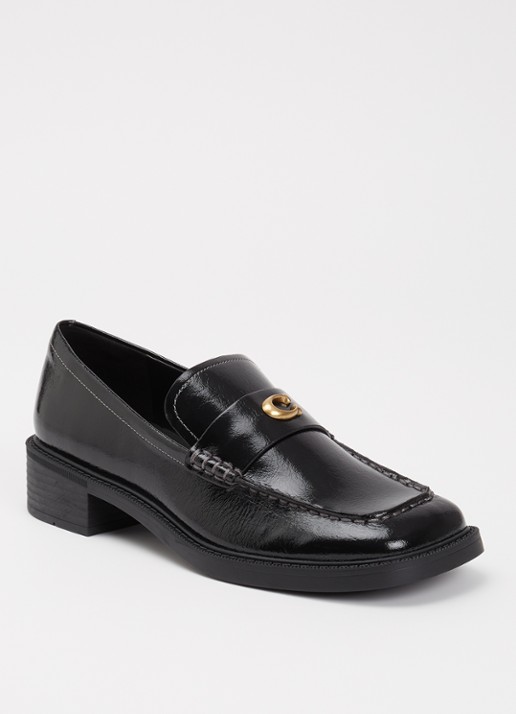 Coach Penny loafer van lakleer met structuur - voorkant 3 zwart