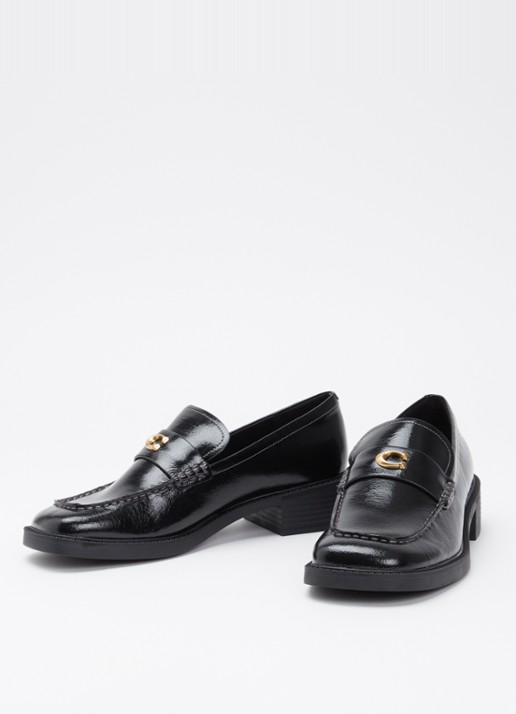 Coach Penny loafer van lakleer met structuur - detail 8 zwart