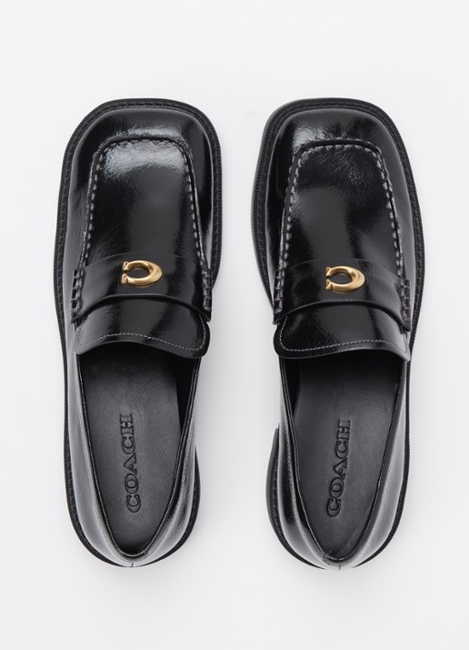 Coach Penny loafer van lakleer met structuur - detail 9 zwart