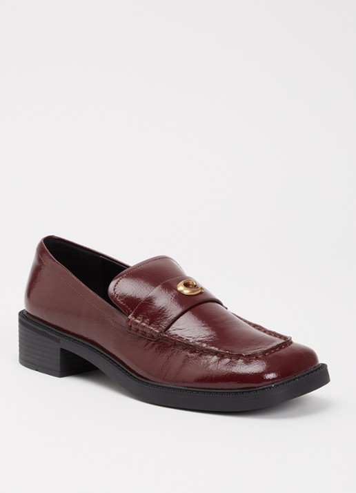 Coach Penny loafer van lakleer met structuur - voorkant 5 bordeauxrood