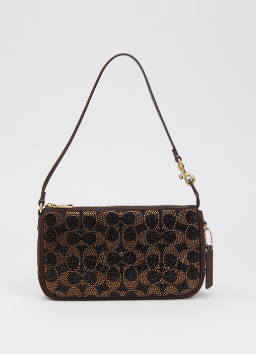 Coach Plaza schoudertas van suède met strass