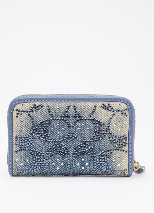 Coach Portemonnee van denim met strass - achterkant indigo