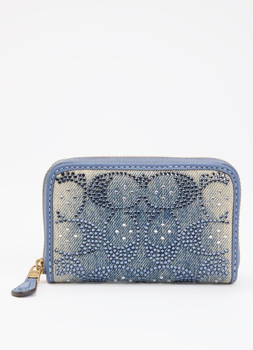 Coach Portemonnee van denim met strass - voorkant 2 indigo