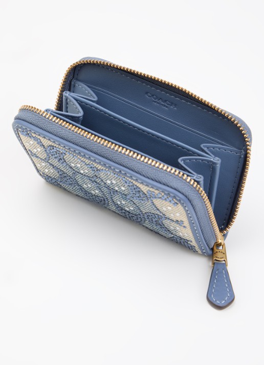 Coach Portemonnee van denim met strass - voorkant 3 indigo