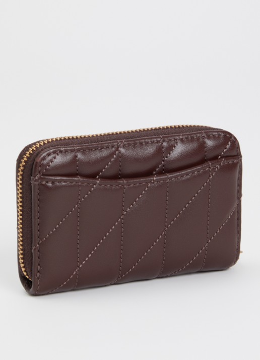 Coach Portemonnee van leer met quilt patroon - voorkant 2 donkerbruin