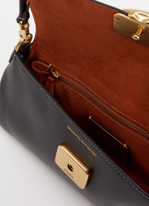 Coach Refined schoudertas van leer met afneembare schouderriem - detail 4 zwart