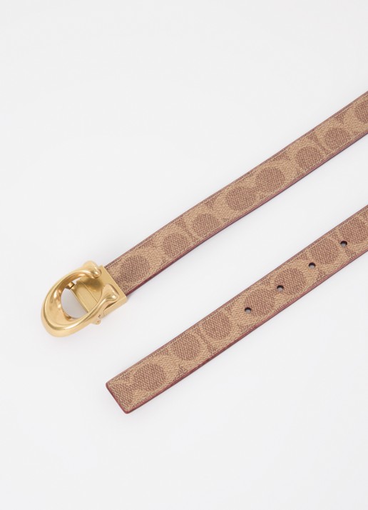 Coach Reversible riem van kalfsleer met logoprint - detail 2 lichtbruin