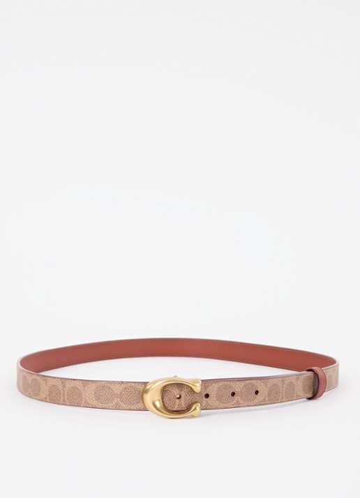 Coach Reversible riem van kalfsleer met logoprint - voorkant lichtbruin