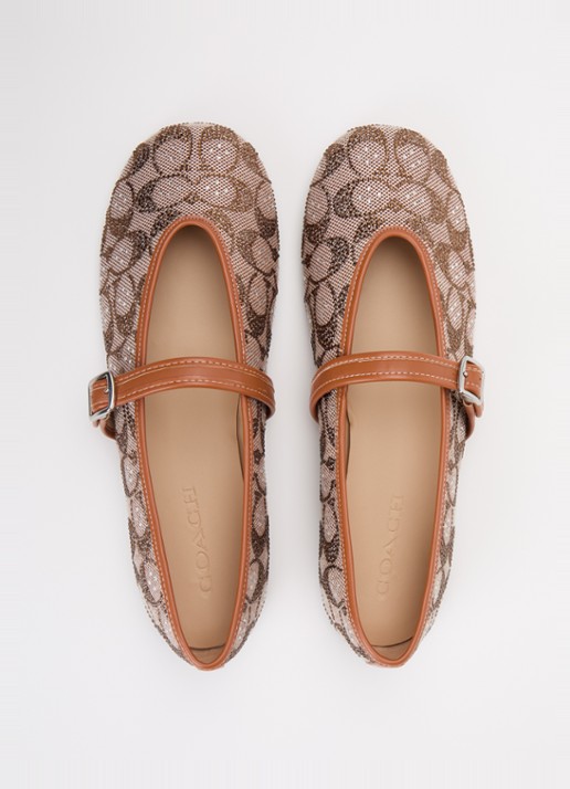 Coach Sculpted ballerina met strass - detail 4 beige