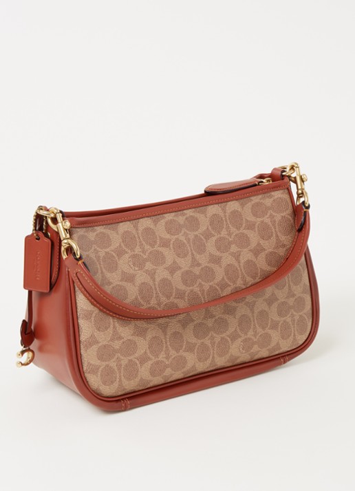 Coach Signature Cary crossbodytas van canvas met leren details - achterkant bruin
