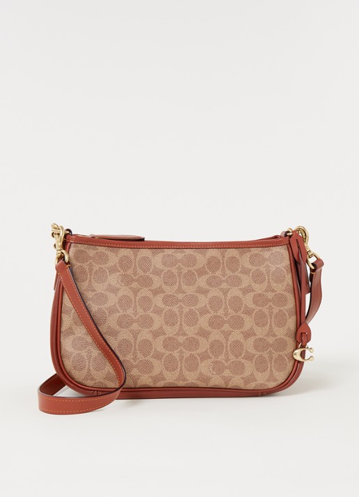 Coach Signature Cary crossbodytas van canvas met leren details - voorkant 2 bruin