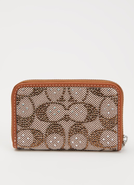 Coach Small pasjeshouder met logoprint en strass - achterkant 3 kastanjebruin