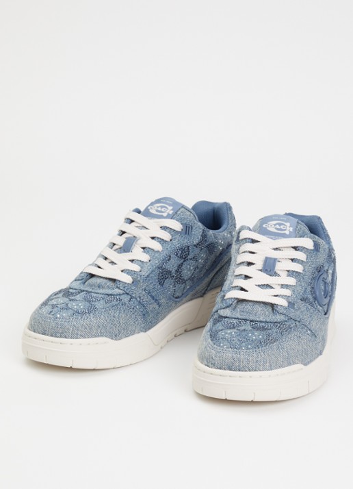 Coach Sneaker van denim met strass - detail 3 blauw