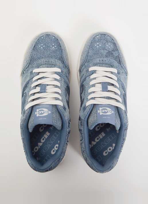 Coach Sneaker van denim met strass - detail 4 blauw