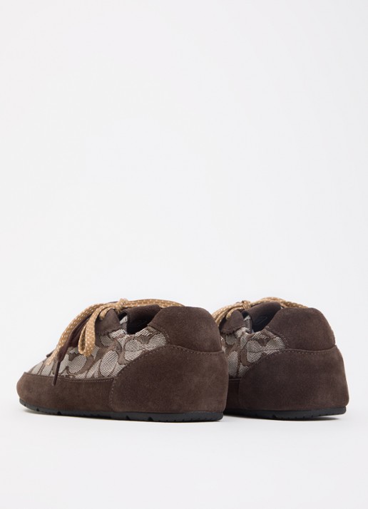 Coach Sneaker van suède met logoprint - achterkant 4 bruin