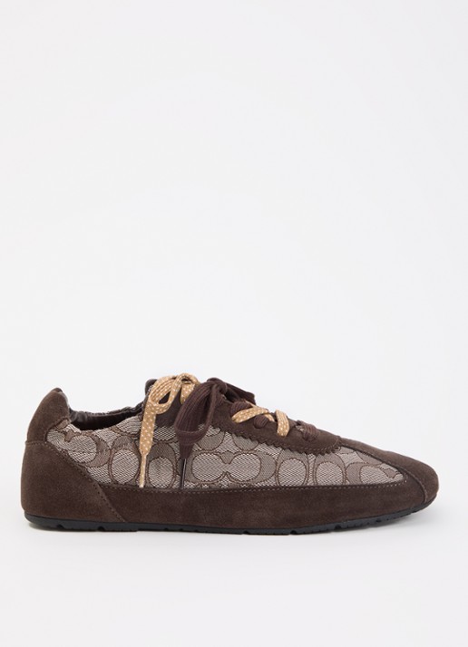 Coach Sneaker van suède met logoprint