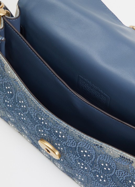 Coach Soft Tabby 26 schoudertas van denim met strass - detail 3 blauw