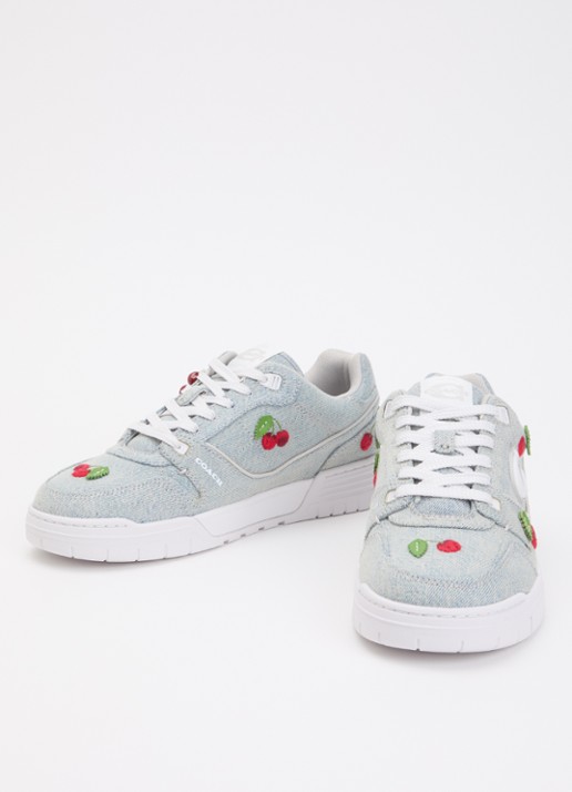 Coach Soho sneaker met borduring en logo - detail 2 lichtblauw