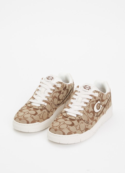 Coach SoHo sneaker met logoprint en details van satijn - detail 2 gebroken wit