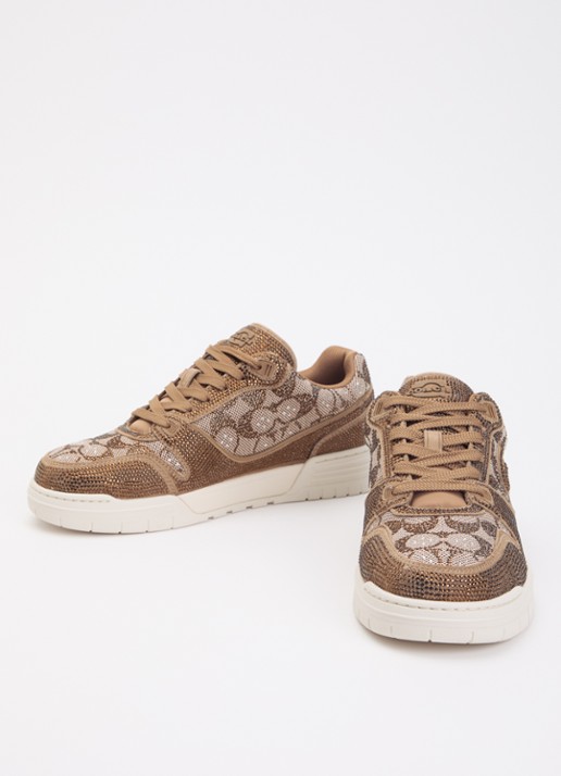 Coach Soho sneaker met logoprint en strass - detail 2 lichtbruin