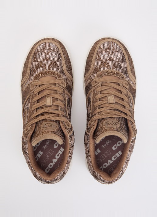 Coach Soho sneaker met logoprint en strass - detail 3 lichtbruin