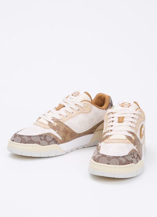 Coach Soho sneaker van leer met logoprint - detail 3 beige