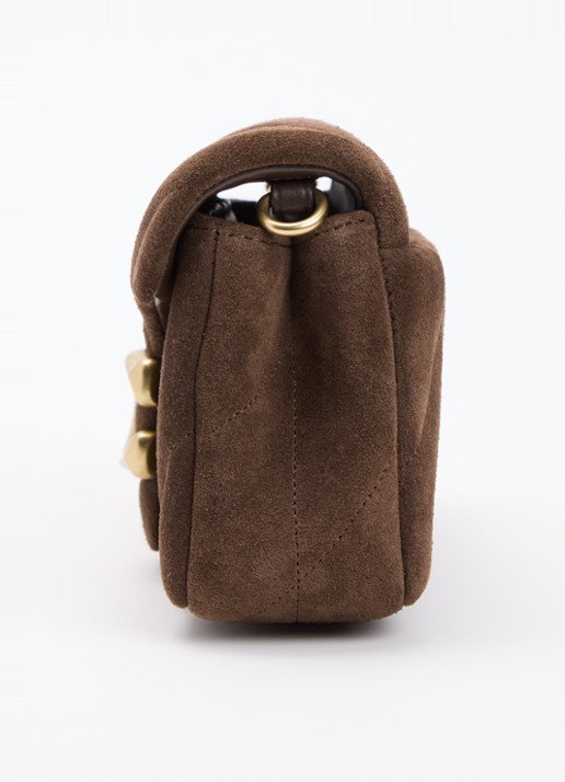 Coach Tabby 19 crossbodytas van quilted suède met afneembare schouderriem - detail 3 chocoladebruin