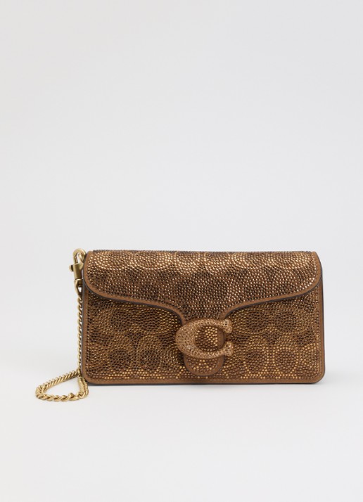 Coach Tabby 19 crossbodytas van suède met strass en afneembare schouderriem