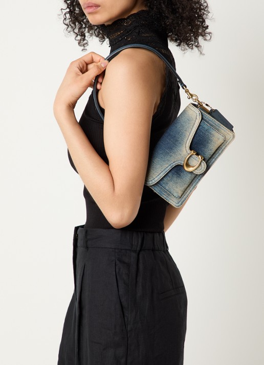 Coach Tabby 20 schoudertas van denim - voorkant 3 indigo