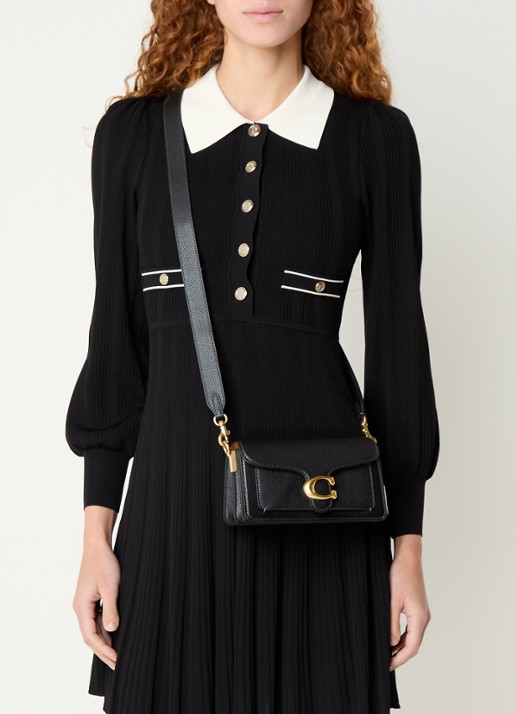 Coach Tabby 20 schoudertas van leer met afneembare schouderriem - voorkant 6 zwart