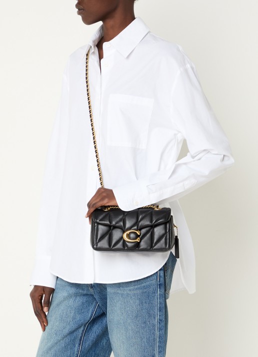 Coach Tabby 20 schoudertas van leer met quiltpatroon - voorkant 3 zwart